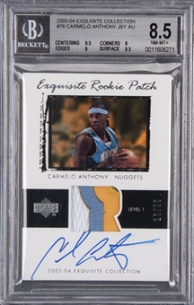 2003-04 UD "Exquisite Collection" #76 Carmelo Anthony Signed Card (#13/99) – BGS NM-MT+ 8.5/BGS 8